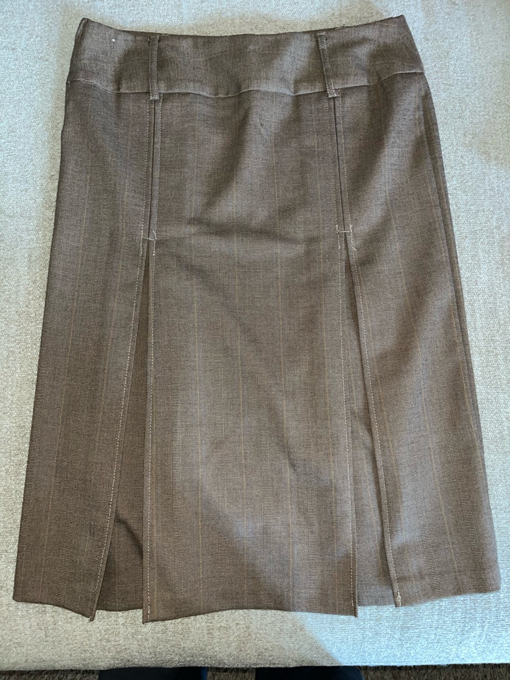 United Colors Of Benetton Brown A-Line Pinstripe Skirt